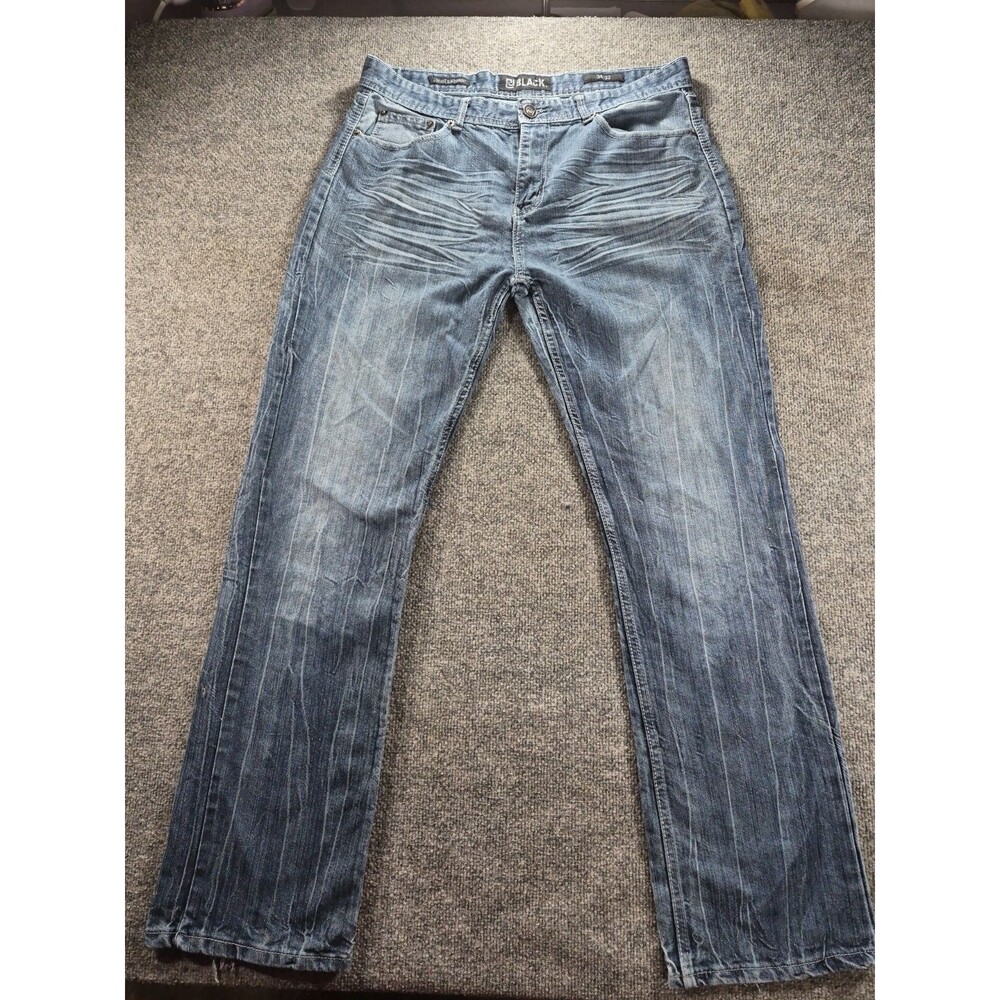 CJ BLACK Low Rise Boot Men's jeans 34x32 Straight Blue Denim Distressed